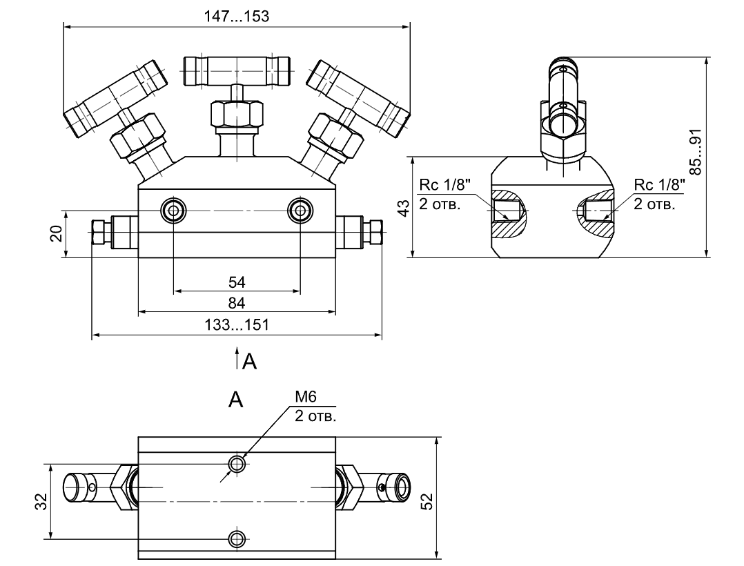 Габаритные размеры БВЭ-302.40-В.RC1/8.В.R1/8 Габаритные размеры БВЭ-302.40-В.RC1/8.В.R1/8